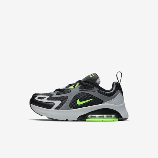 Kids Nike Air Max 200 | Dark Grey / Black / Wolf Grey / Electric Green