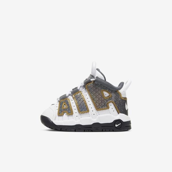 Kids Nike Air More Uptempo SE | White / Anthracite / Metallic Gold / White - Click Image to Close