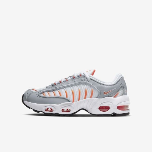 Kids Nike Air Max Tailwind IV | White / Wolf Grey / Black / Orange Blaze