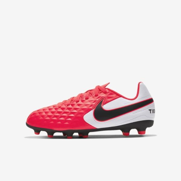 Kids Nike Jr. Tiempo Legend 8 Club MG | Laser Crimson / White / Black - Click Image to Close