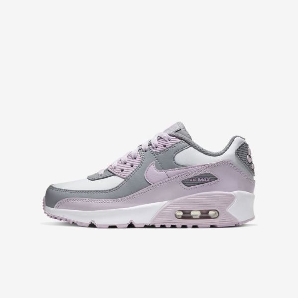 Kids Nike Air Max 90 LTR | Particle Grey / Photon Dust / White / Iced Lilac - Click Image to Close