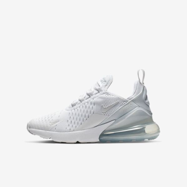 Kids Nike Air Max 270 | White / Metallic Silver / White