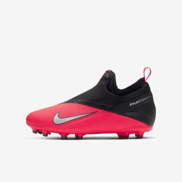 Kids Nike Jr. Phantom Vision 2 Academy Dynamic Fit MG | Laser Crimson / Black / Black / Metallic Silver