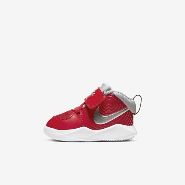 Kids Nike Team Hustle D 9 Auto | University Red / Wolf Grey / White / Metallic Silver