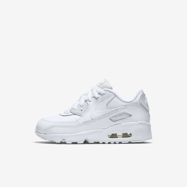 Kids Nike Air Max 90 Leather | White / White - Click Image to Close