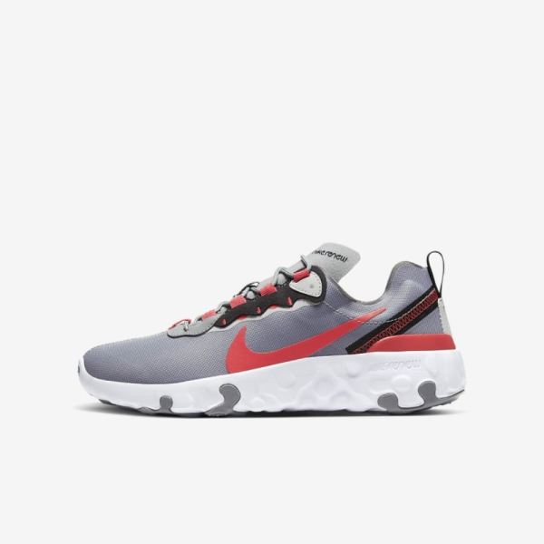 Kids Nike Renew Element 55 | Particle Grey / Grey Fog / Black / Track Red - Click Image to Close