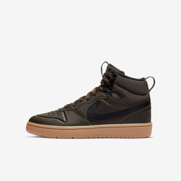 Kids Nike Court Borough Mid 2 Boot | Baroque Brown / Gum Medium Brown / Black