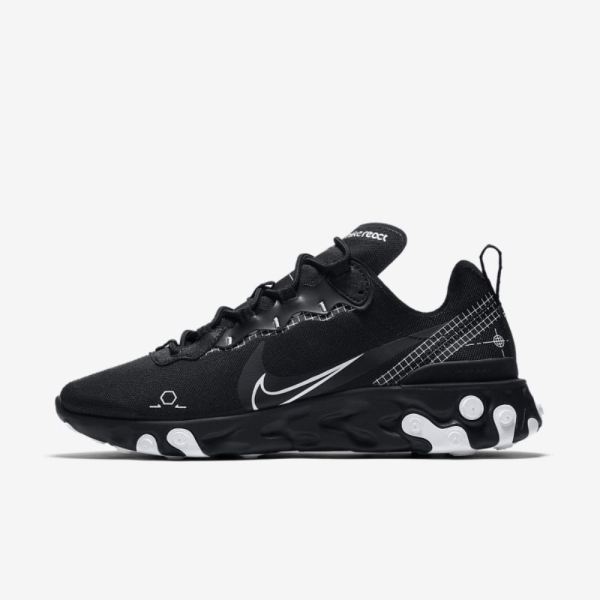 Nike React Element 55 | Black / White - Click Image to Close