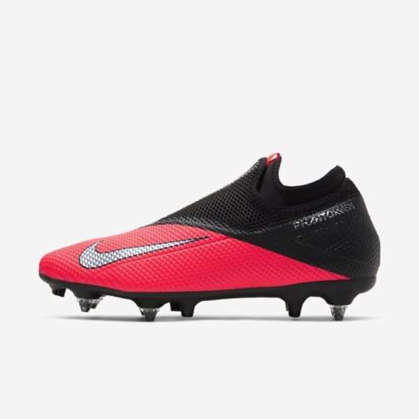 Nike Phantom Vision 2 Academy Dynamic Fit SG-PRO Anti-Clog Traction | Laser Crimson / Black / Metallic Silver - Click Image to Close