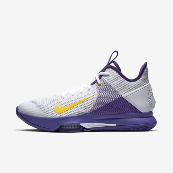 LeBron Witness 4 | White / Voltage Purple / Pure Platinum / Metallic Gold