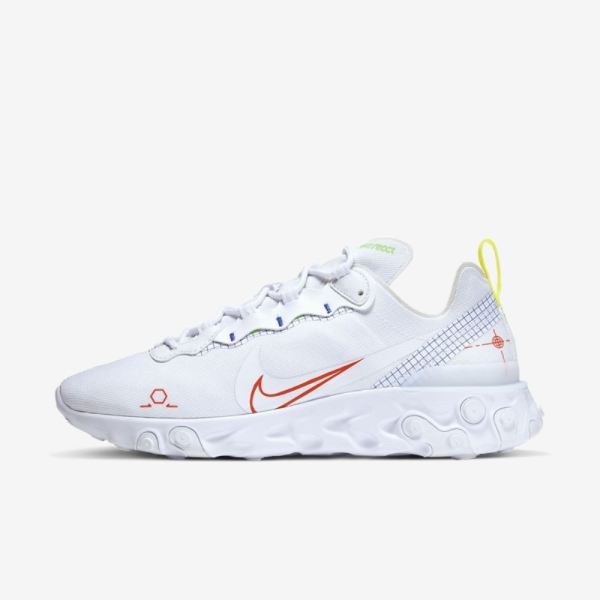 Nike React Element 55 | White / Racer Blue / Green Strike / Laser Crimson - Click Image to Close