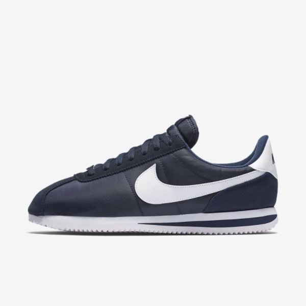 Nike Cortez Basic Nylon | Obsidian / Metallic Silver / White - Click Image to Close