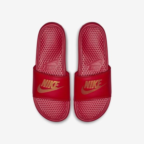 Nike Benassi | University Red / Metallic Gold - Click Image to Close