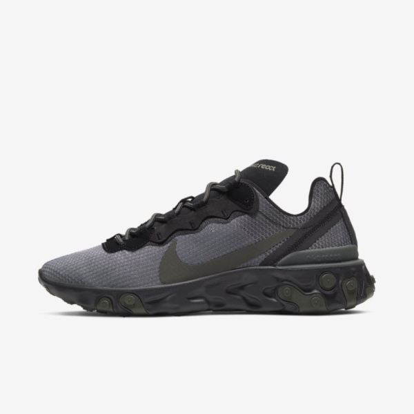 Nike React Element 55 | Black / Medium Olive / Sequoia - Click Image to Close