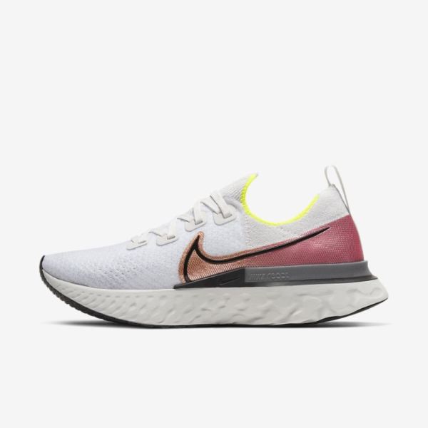 Nike React Infinity Run Flyknit | Platinum Tint / Pink Blast / Total Orange / Black - Click Image to Close