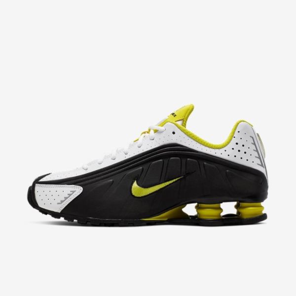 Nike Shox R4 | Black / White / Dynamic Yellow - Click Image to Close