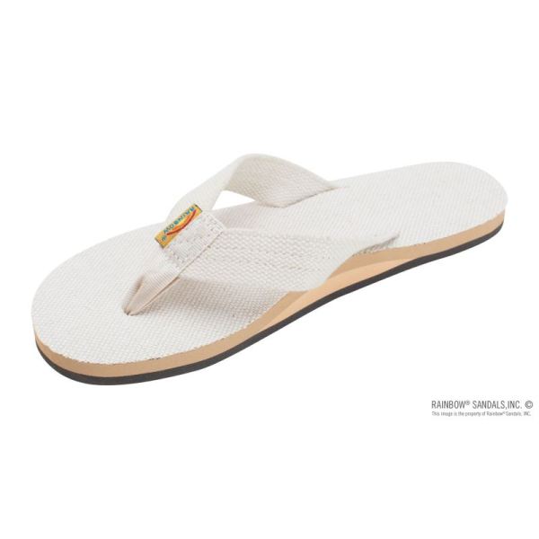 Rainbow | Women's Single Layer Hemp with Arch Support and 1" Strap-Natural - Click Image to Close