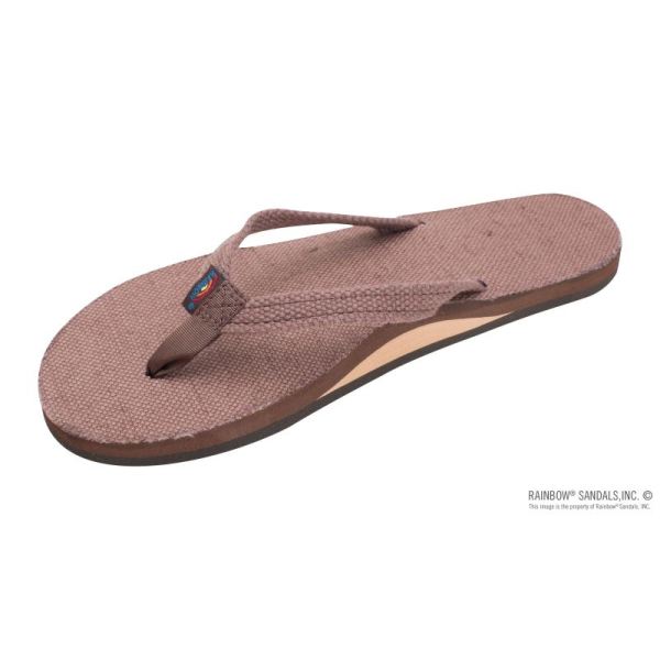 Rainbow | Women's Single Layer Hemp with Arch Support and 1/2" Narrow Strap-Brown - Click Image to Close