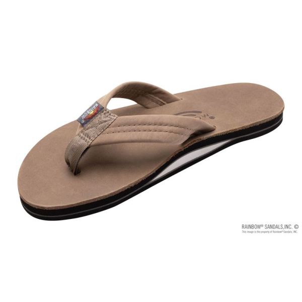 Rainbow | Men's Luxury Leather - Single Layer Arch Support-Stone Grey