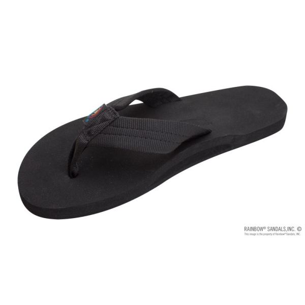 Rainbow | Men's The Cloud - Single Layer Soft Top with Arch Support and Polyester Strap-Black