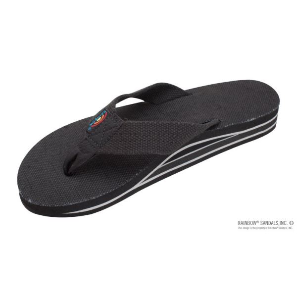 Rainbow | Women's Double Layer Hemp with Arch Support and 1" Strap-Black - Click Image to Close