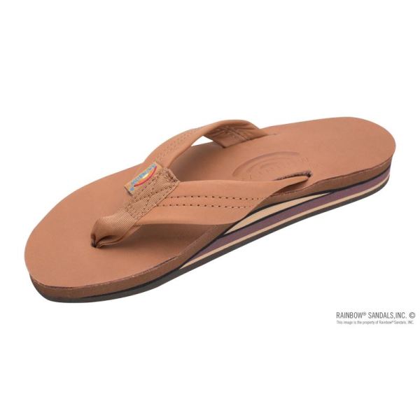 Rainbow | Women's Double Layer Arch Support Classic Leather with 1" Strap-Classic Tan Brown