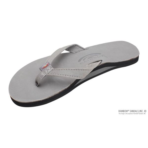 Rainbow | Women's The Catalina - Single Layer Arch Support Premier Leather Tapered Strap-Grey - Click Image to Close