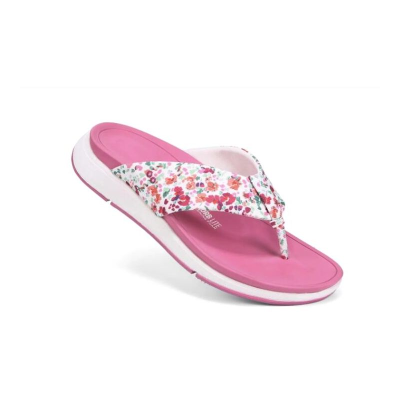 Ryka | Timid Flip Flop Sandal-White Floral Fabric