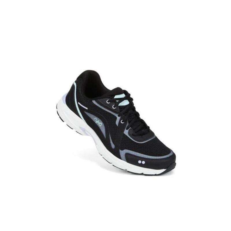 Ryka | Sky Walk Fit Walking Shoe-Black/Aqua Leather