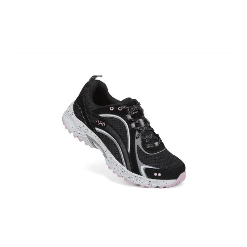 Ryka | Sky Walk Trail Walking Shoe-Black/Mauve Leather