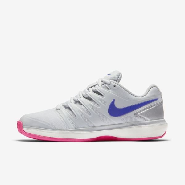 NikeCourt Air Zoom Prestige | Pure Platinum / Metallic Platinum / Pink Blast / Racer Blue - Click Image to Close