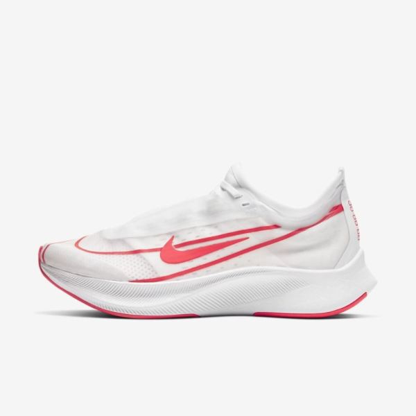 Nike Zoom Fly 3 | White / Metallic Summit White / Laser Crimson - Click Image to Close