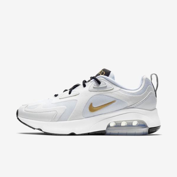 Nike Air Max 200 | White / Black / Metallic Silver / Metallic Gold - Click Image to Close