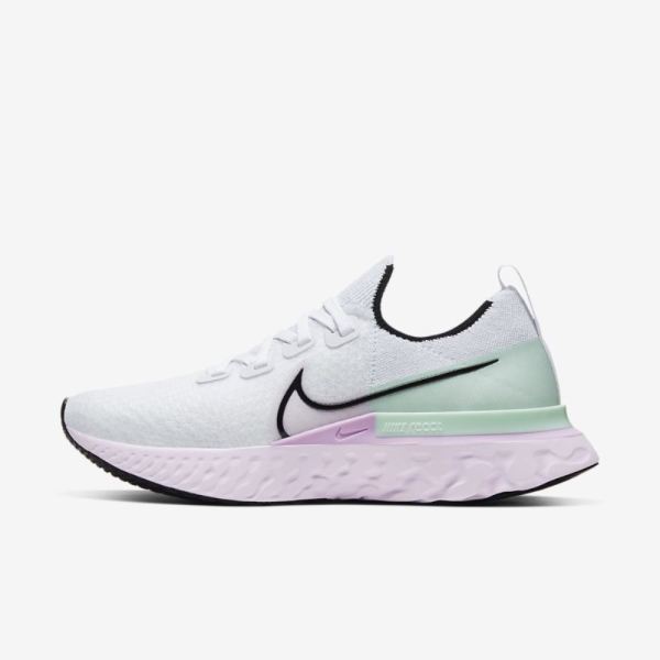 Nike React Infinity Run Flyknit | White / Iced Lilac / Pistachio Frost / Black - Click Image to Close