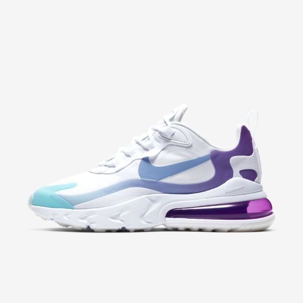 Nike Air Max 270 React | White / Aurora / Vivid Purple / Light Blue