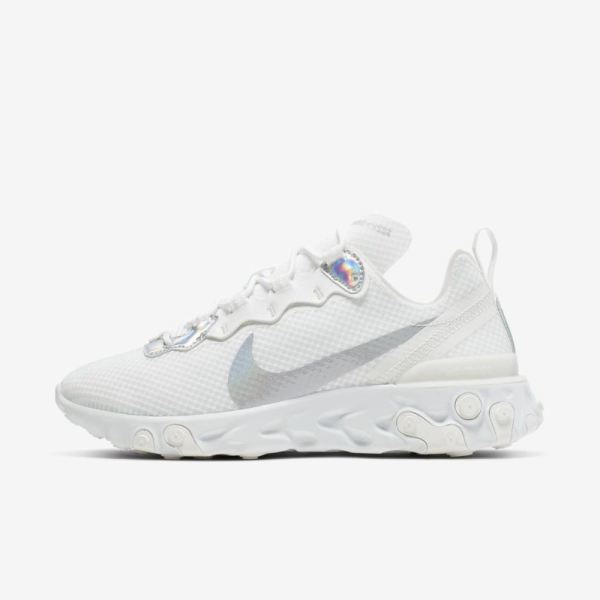 Nike React Element 55 | Summit White / Metallic Silver - Click Image to Close