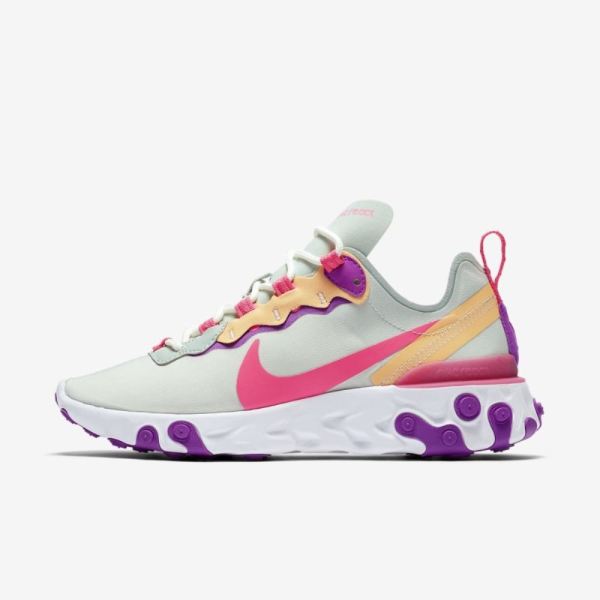 Nike React Element 55 | Pistachio Frost / Vivid Purple / Topaz Gold / Digital Pink - Click Image to Close