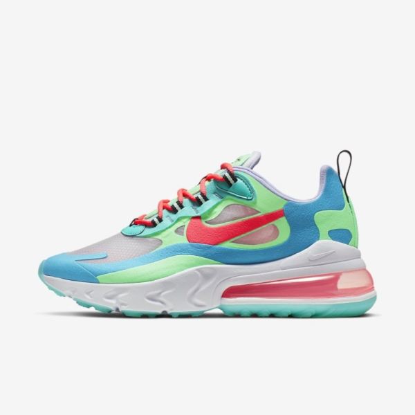 Nike Air Max 270 React ("Psychedelic Movement") | Electro Green / Blue Lagoon / Hyper Jade / Flash Crimson - Click Image to Close