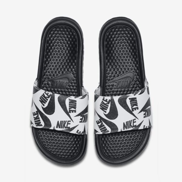 Nike Benassi JDI Floral | Black / White / Black - Click Image to Close