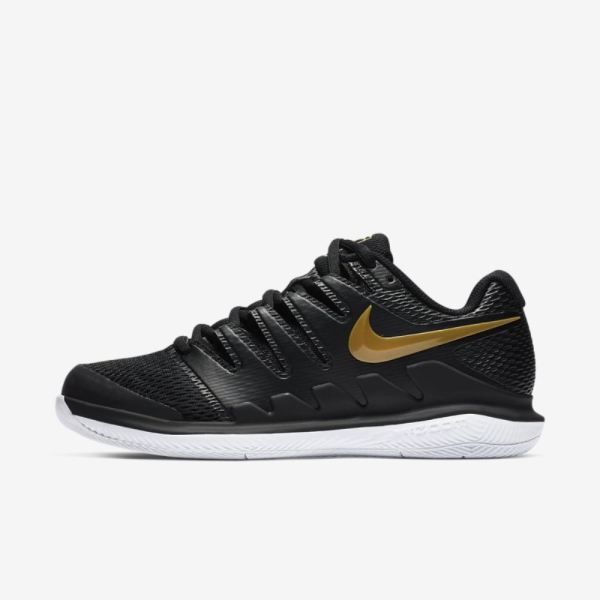 NikeCourt Air Zoom Vapor X | Black / White / Metallic Gold - Click Image to Close