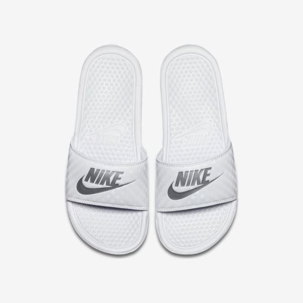 Nike Benassi | White / Metallic Silver - Click Image to Close