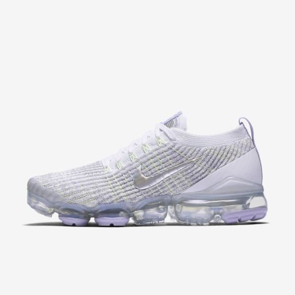 Nike Air VaporMax Flyknit 3 | True White / Purple Agate / Metallic Silver / Barely Volt - Click Image to Close